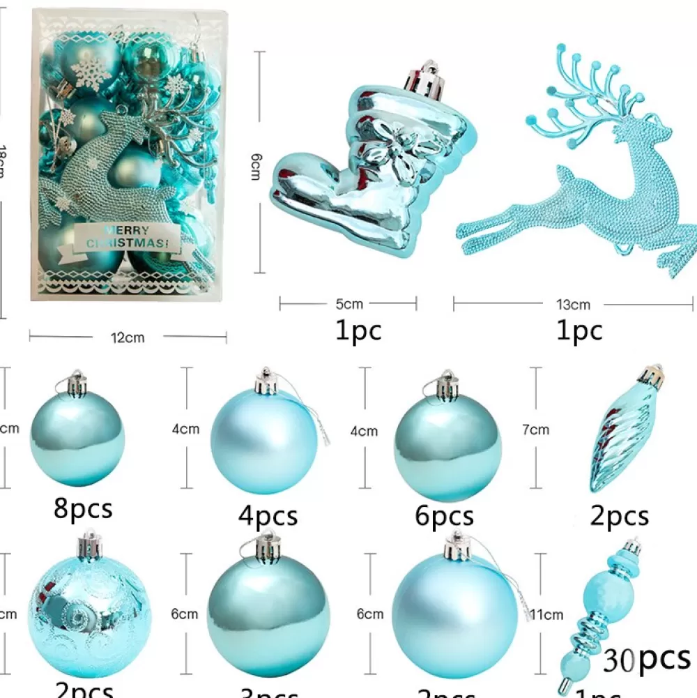 Flash Sale Boite De 30 Décorations De Noël - Bleu Décorations De Noël Scandinaves | Décorations De Noël Bleues