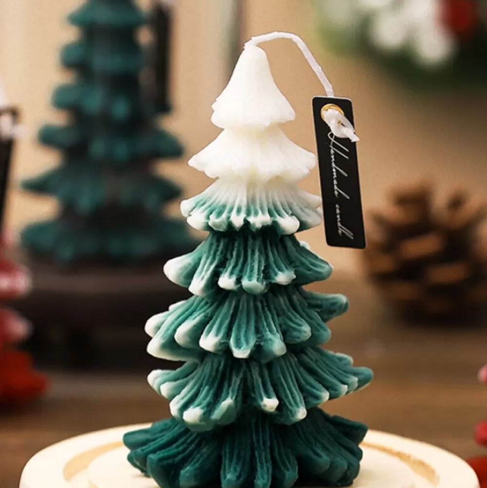 New Bougie De Noël En Cire De Soja : Sapin Blanc Et Vert Décorations De Noël Pas Cher | Décorations De Noël Vertes