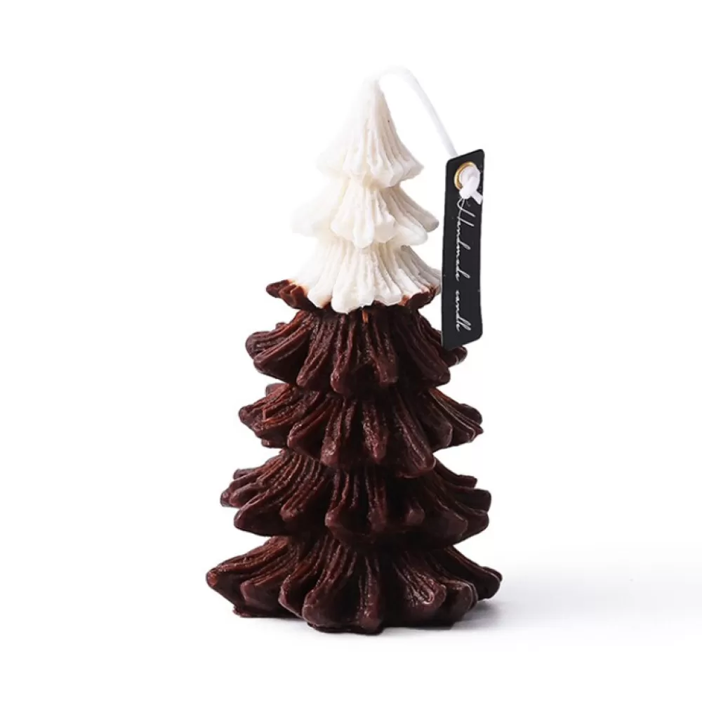 Shop Bougie De Noël En Cire De Soja : Sapin Marron Et Blanc Décorations De Noël Scandinaves | Bougies De Noël