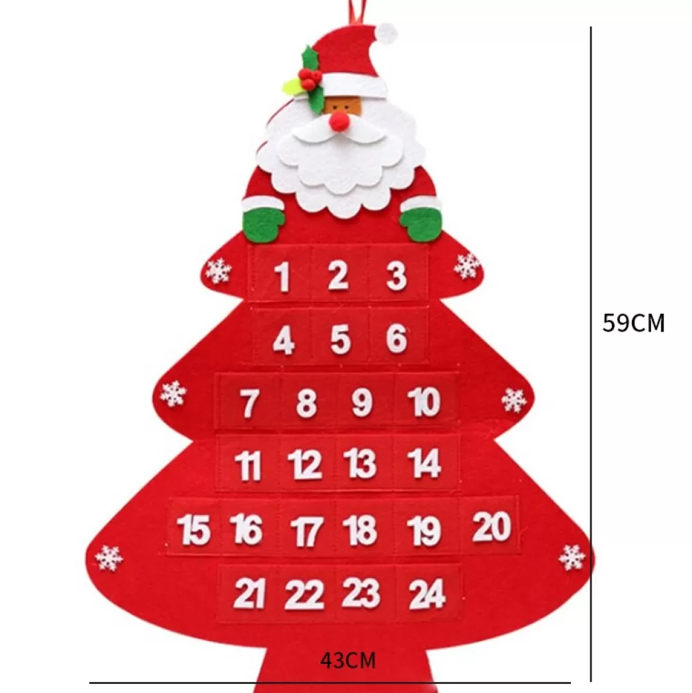 Fashion Calendrier De L'avent Sapin Feutrine Avec Père Noël Calendriers De L'Avent De Noël