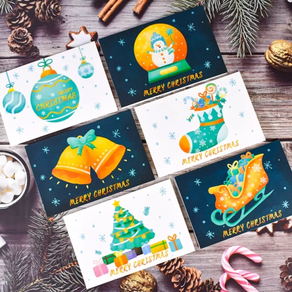 Store Carte De Noël - Bleue Et Blanche Cartes De Voeux De Noël | Décorations De Noël Scandinaves