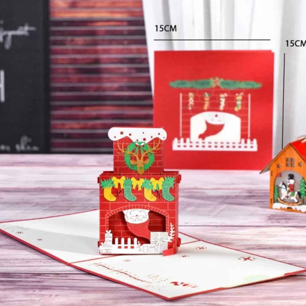 Store Carte De Noël En Relief - Cheminée Cartes De Voeux De Noël