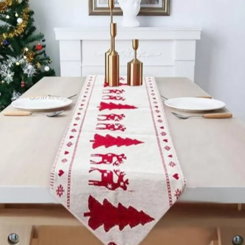 Outlet Chemin De Table Noël Rouge Et Blanc Chemins De Table De Noël | Décorations De Noël Scandinaves