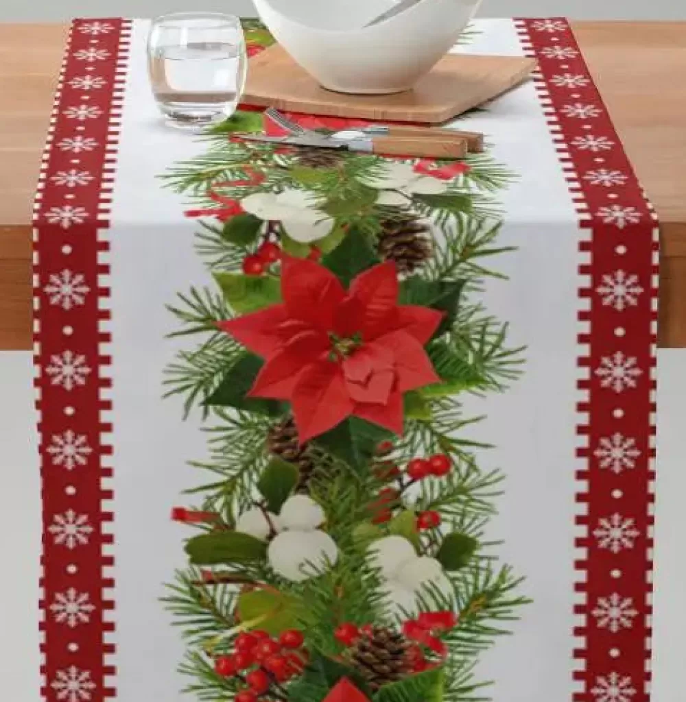 Store Chemin De Table Noël Vert Chemins De Table De Noël | Décorations De Noël Vertes