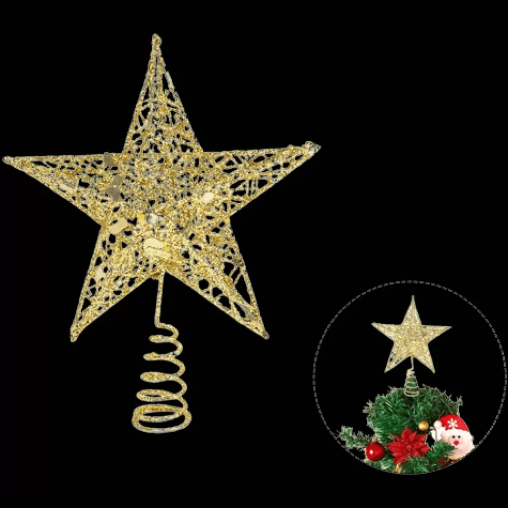 Shop Cimier De Sapin De Noël étoile - Or 2 Décorations De Noël Pas Cher | Décorations De Noël Dorées