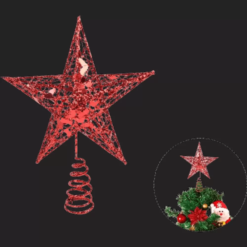 Store Cimier De Sapin De Noël étoile - Rouge Décorations De Noël Pas Cher | Décorations De Noël Rouges