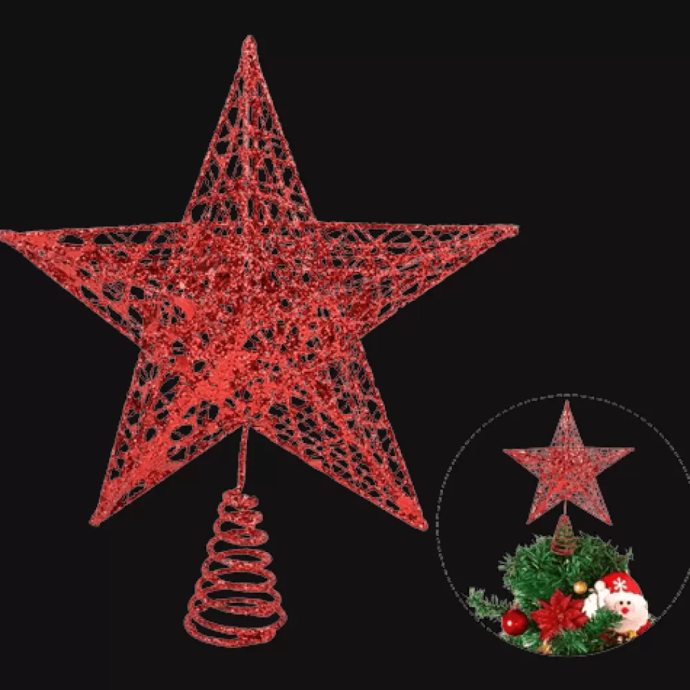 Store Cimier De Sapin De Noël étoile - Rouge Décorations De Noël Pas Cher | Décorations De Noël Rouges
