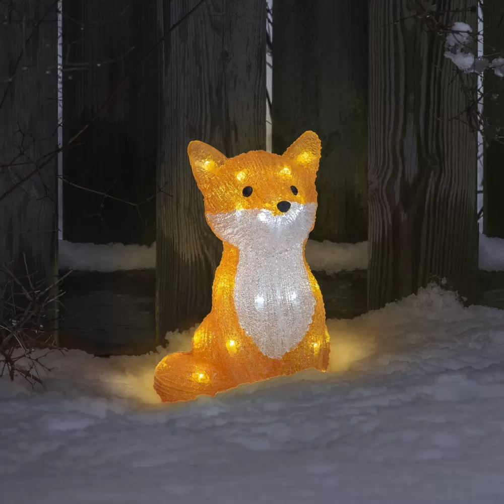 Discount Décoration De Noël En Acrylique - Renard Assis Personnages Illuminés De Noël