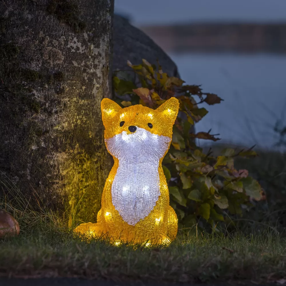 Discount Décoration De Noël En Acrylique - Renard Assis Personnages Illuminés De Noël
