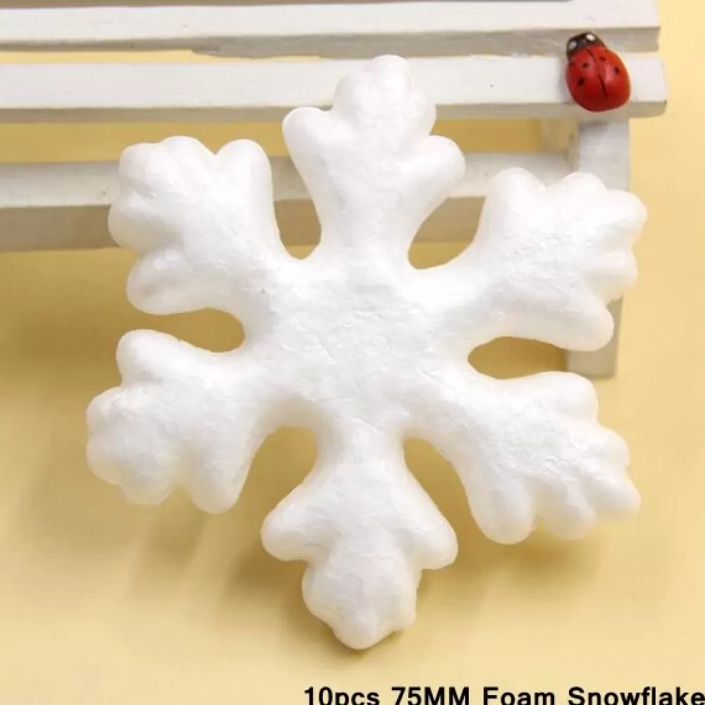 Discount Forme En Polystyrène : 10 Flocons De Neige De 7.5 Cm Décorations De Noël Pas Cher | Formes En Polystyrène