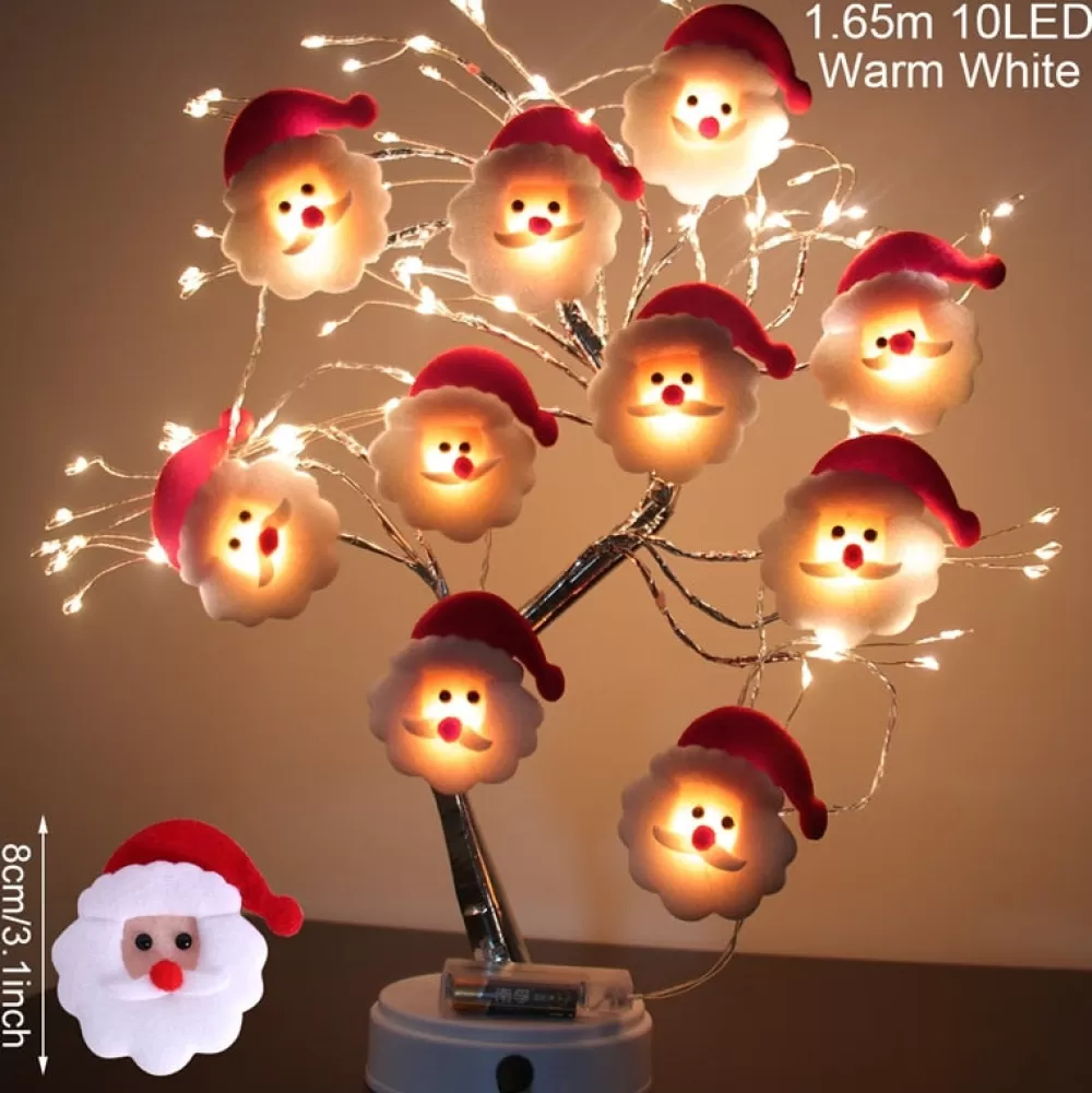 Store Guirlande De Noël Leds - Tête Père Noël Décorations De Noël Pas Cher