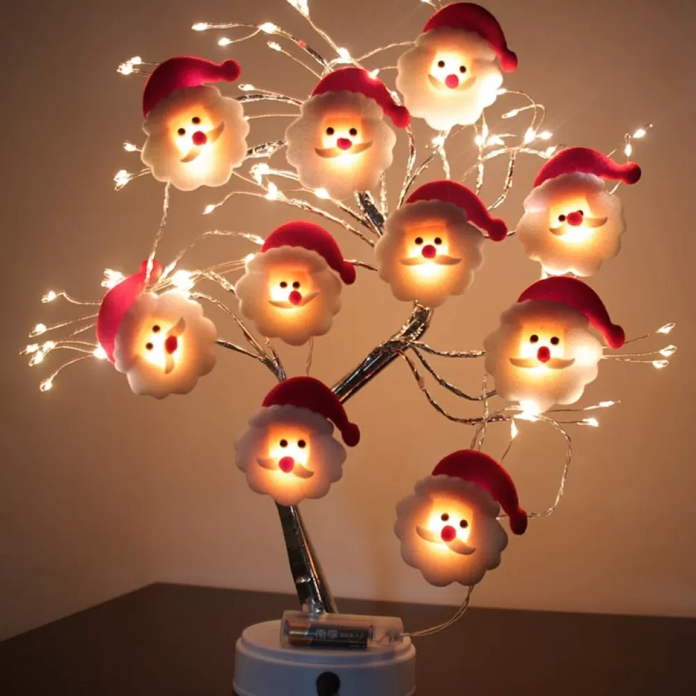 Store Guirlande De Noël Leds - Tête Père Noël Décorations De Noël Pas Cher