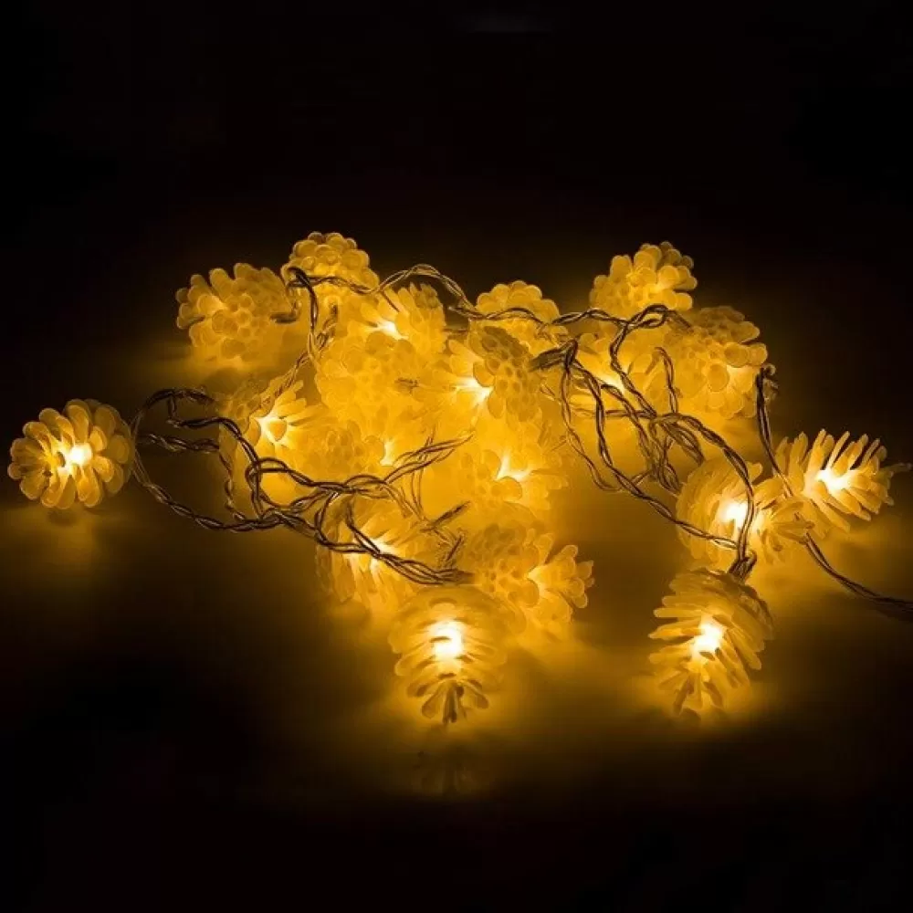 Fashion Guirlande Lumineuse Noël - Pomme De Pin / Pives Blanches Décorations De Noël Scandinaves