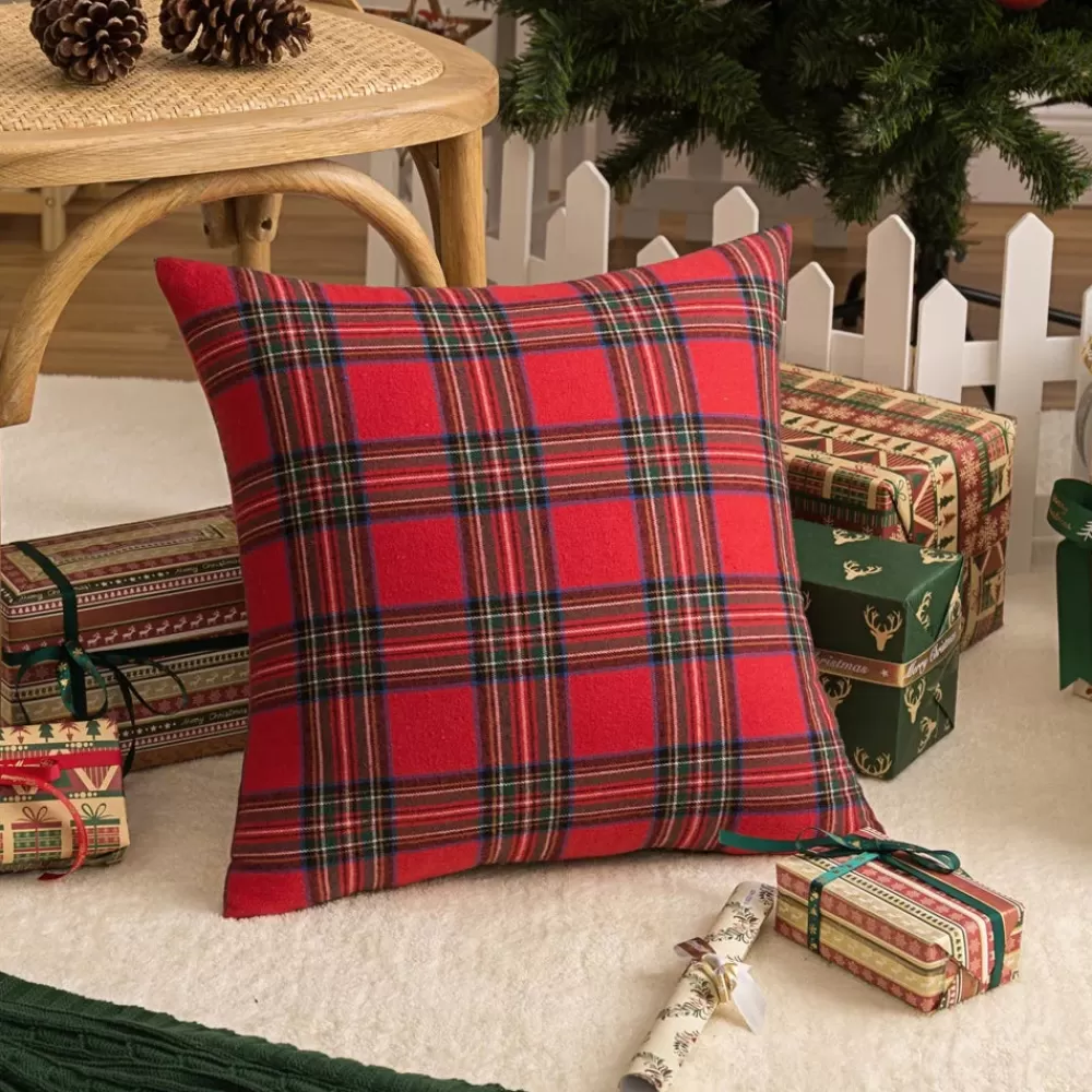Discount Housse De Coussin Noël Tartan Housse De Coussin De Noël