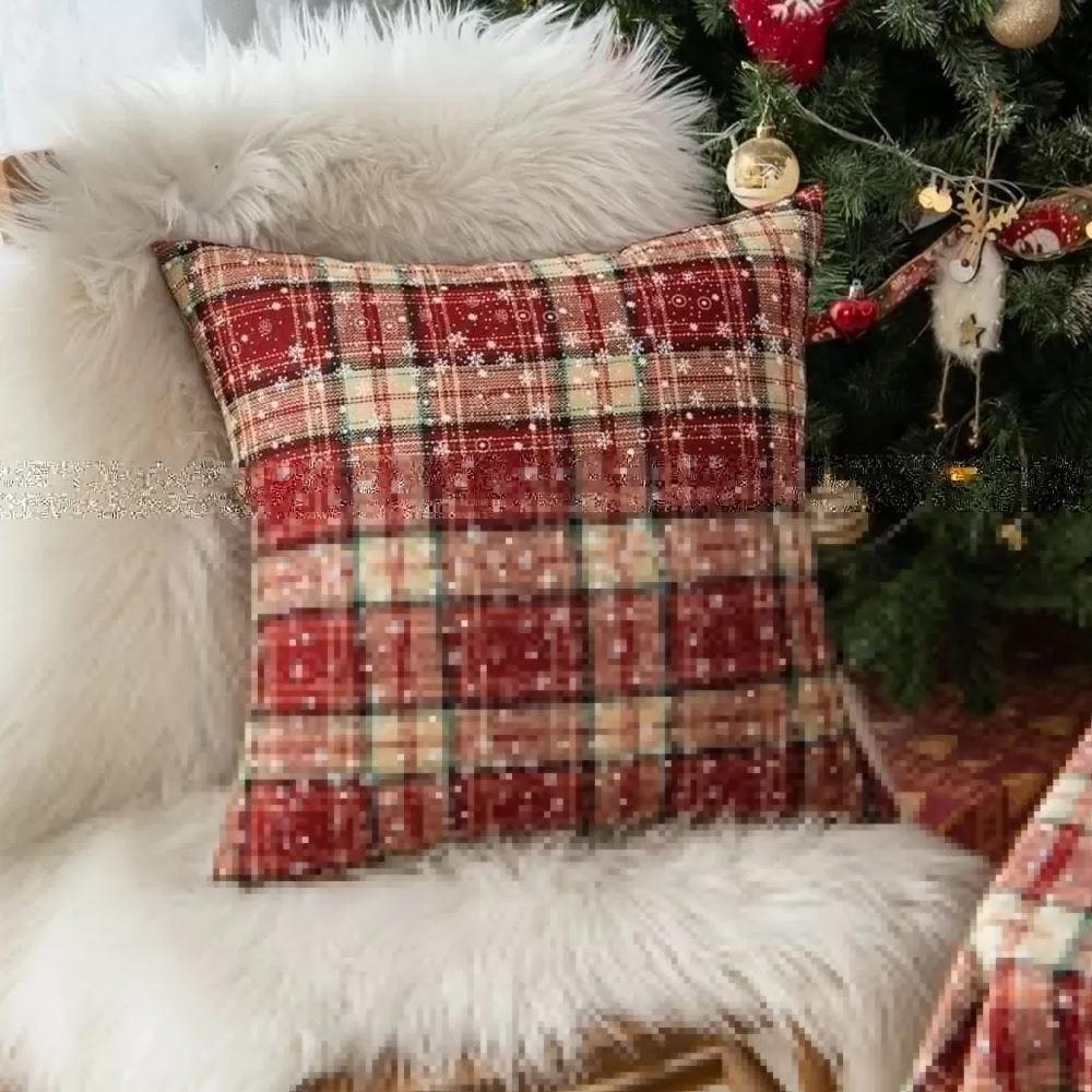 Discount Housse De Coussin Noël Tartan Housse De Coussin De Noël