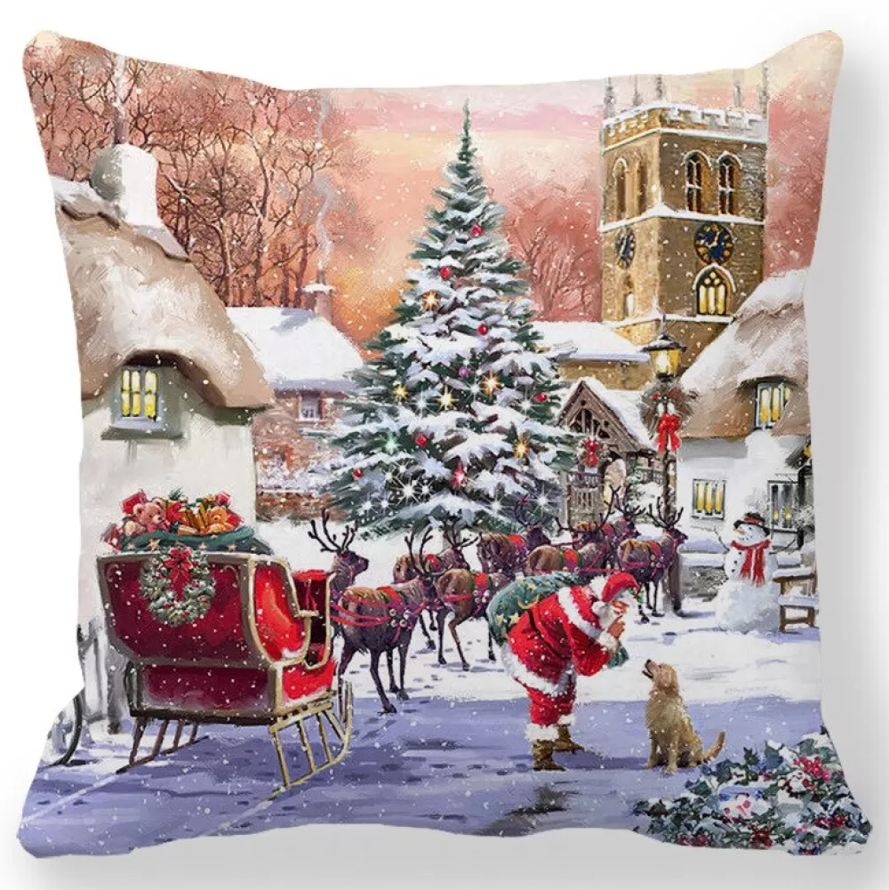 Store Housse De Coussin Paysage Noël Housse De Coussin De Noël