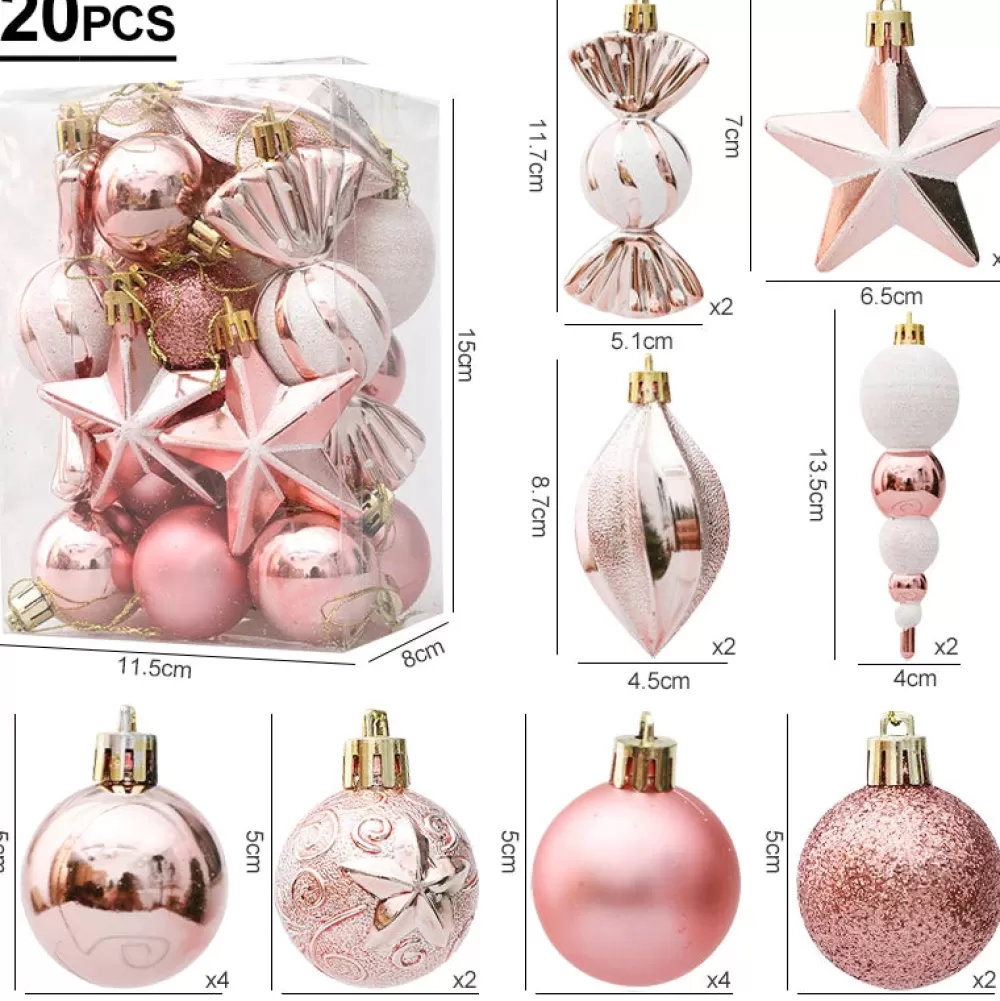 Flash Sale Kit De 20 Décorations De Noël Roses Lots De Boules De Noël