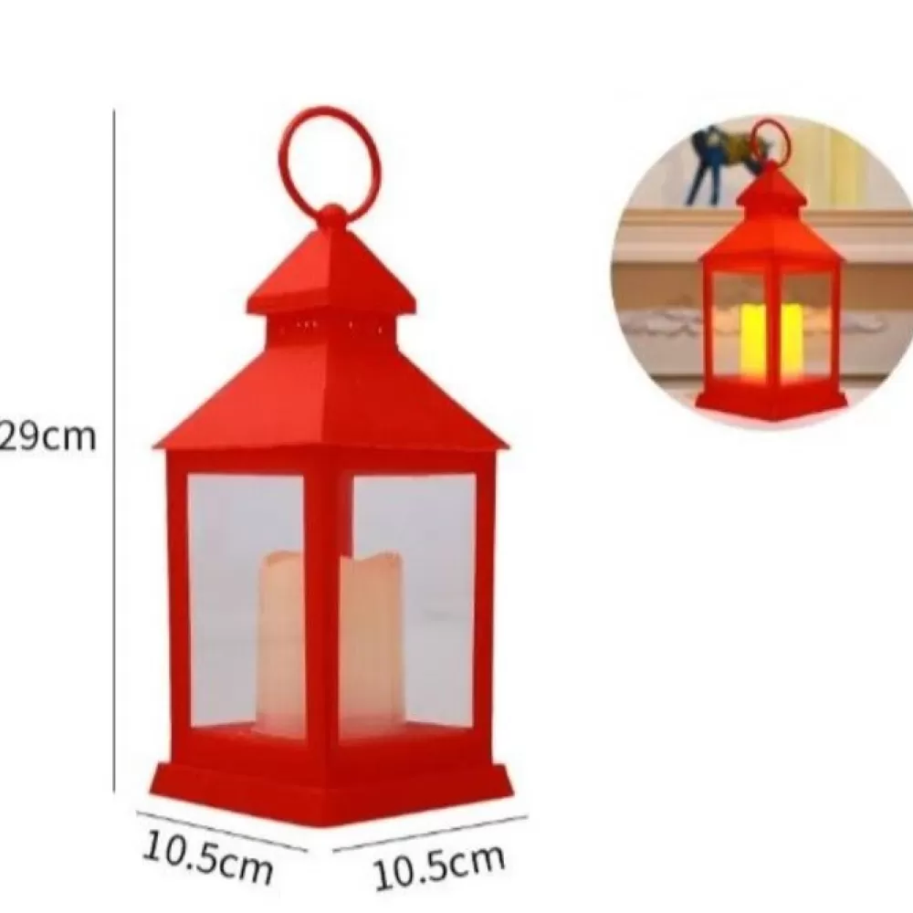 Outlet Lanterne Rouge Avec Bougie Lumineuse Décorations De Noël Rouges