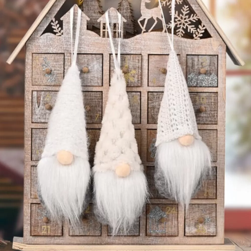 Shop Lot De 3 Lutins De Noël à Suspendre - Blancs Décorations De Noël Pas Cher | Décorations De Noël Scandinaves
