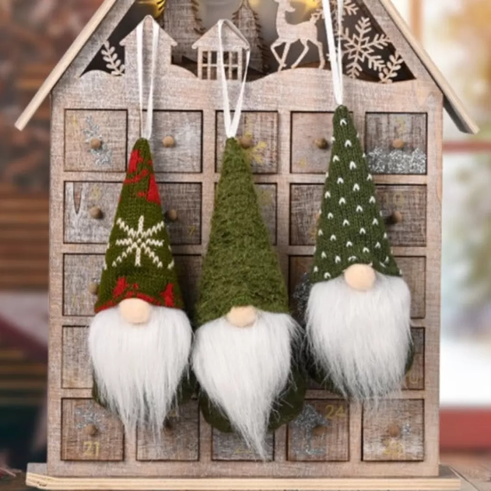 Shop Lot De 3 Lutins De Noël à Suspendre - Verts Décorations De Noël Pas Cher | Décorations De Noël Vertes