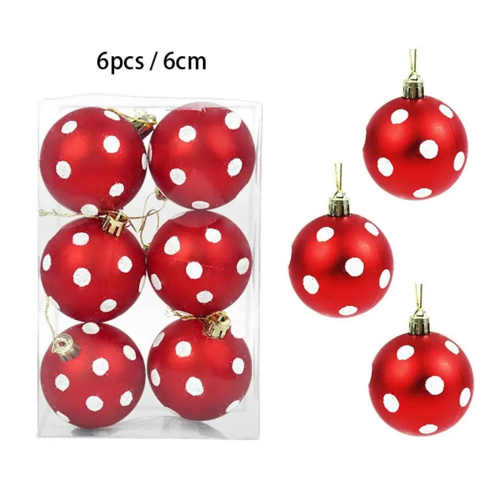 Online Lot De 6 Boules De Noël - Rouge à Pois Blancs Décorations De Noël Pas Cher | Décorations De Noël Scandinaves