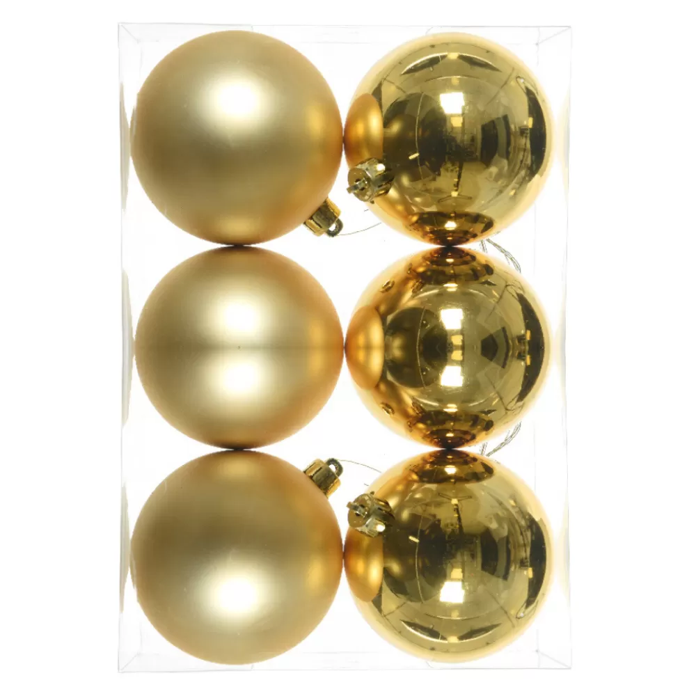 Hot Lot De 6 Boules De Noël Dorées 8cm Décorations De Noël Dorées | Lots De Boules De Noël
