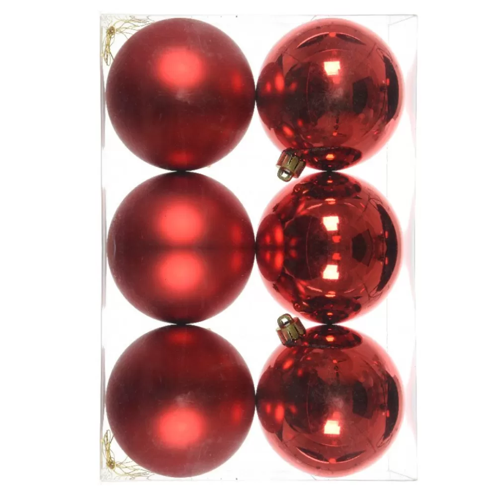 Sale Lot De 6 Boules De Noël Rouges 8cm Décorations De Noël Rouges | Lots De Boules De Noël