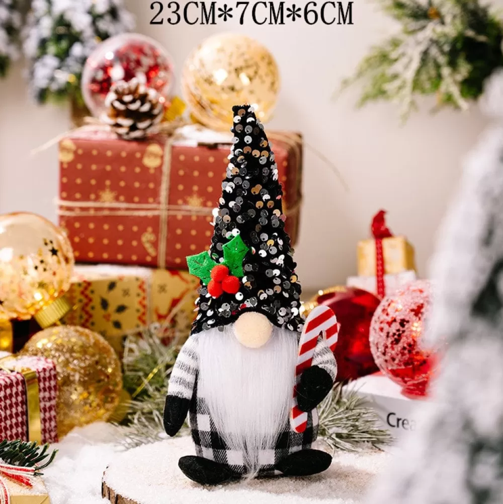 Sale Lutins Gnomes De Noël - Rouge & Noir - Motif à Carreaux Décorations De Noël Pas Cher | Décorations De Noël Rouges