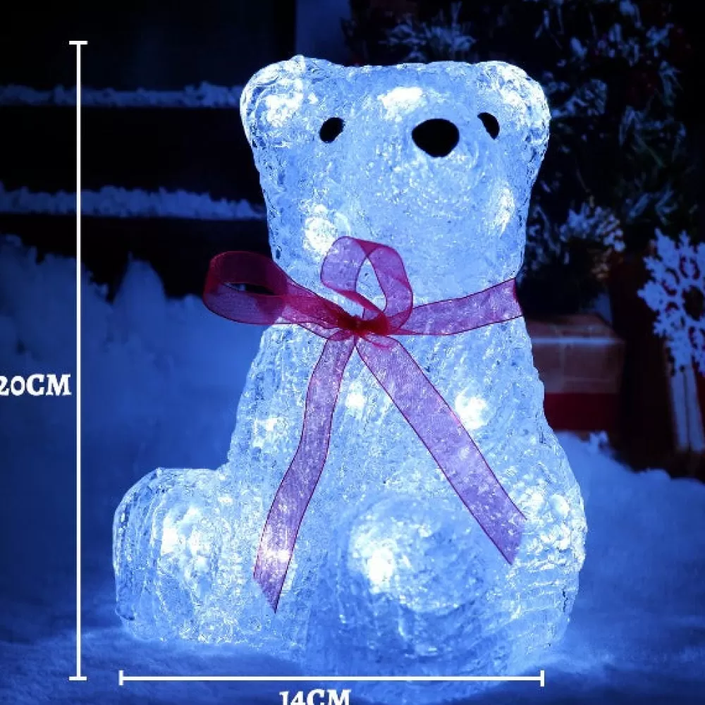 Best Ours Blanc Illuminé De Noël Acrylique Personnages Illuminés De Noël | Décorations De Noël Scandinaves