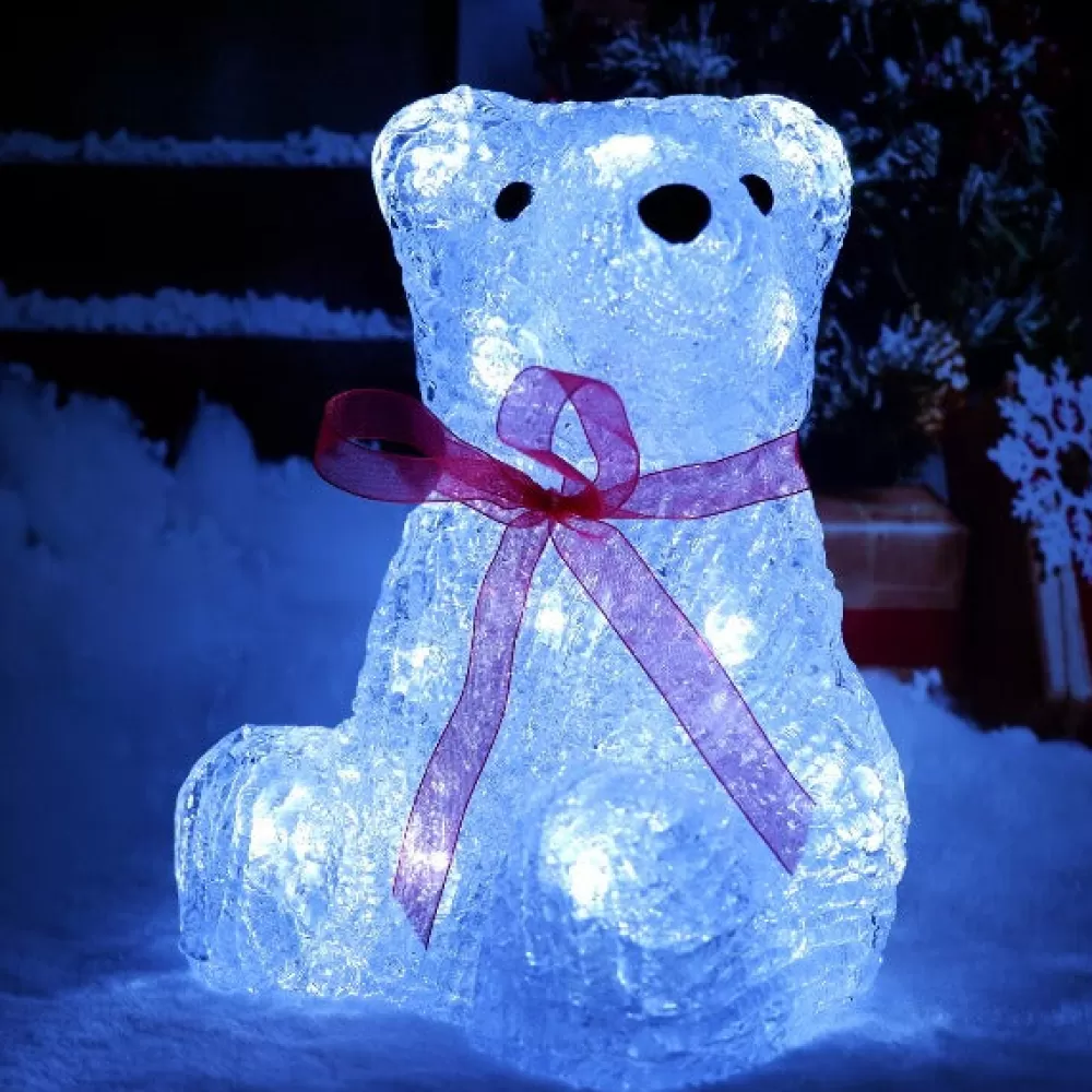 Best Ours Blanc Illuminé De Noël Acrylique Personnages Illuminés De Noël | Décorations De Noël Scandinaves