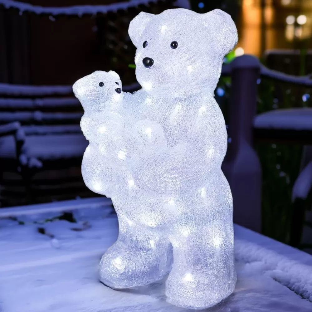 Cheap Ours Lumineux Et Son Ourson En Acrylique Personnages Illuminés De Noël