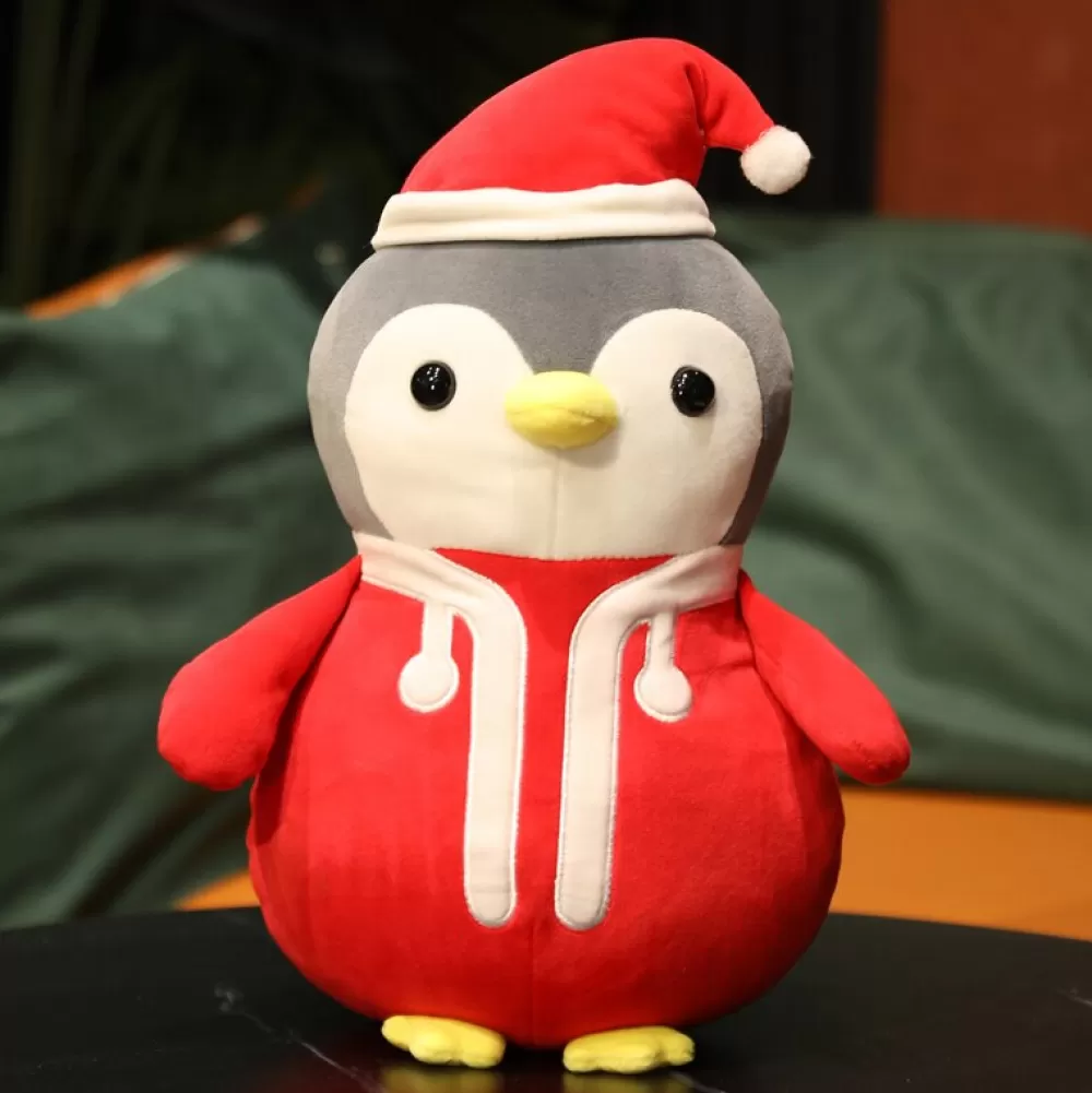 New Peluche - Pingouin Père Noël Rouge Décorations De Noël Rouges | Peluches De Noël