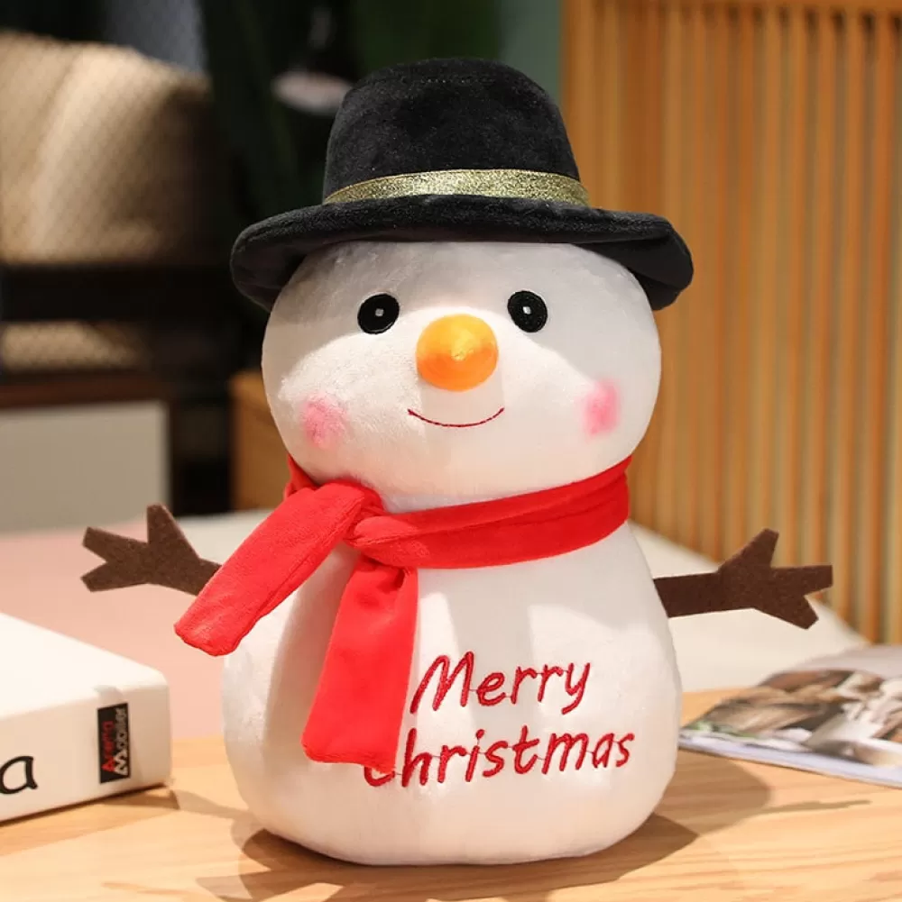 Store Peluche De Noël : Bonhomme De Neige Avec Chapeau Peluches De Noël