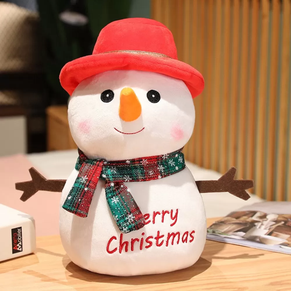 Store Peluche De Noël : Bonhomme De Neige Avec Chapeau Peluches De Noël