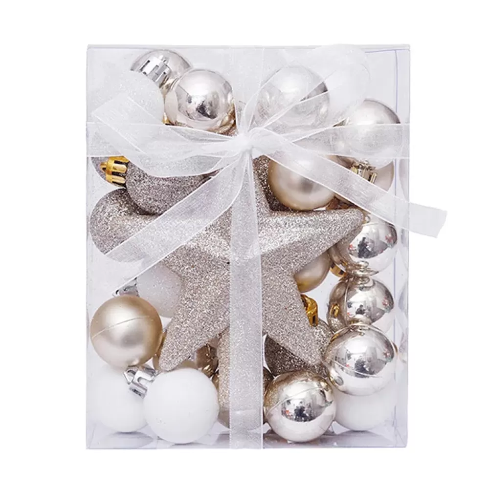 New Petit Kit De Décorations De Noël - Champagne Et Blanc Décorations De Noël Scandinaves | Lots De Boules De Noël