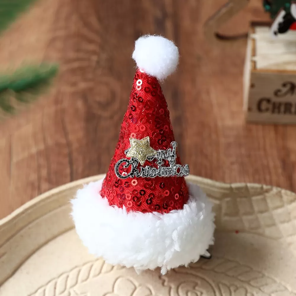Hot Pince A Cheveux Bonnet De Noël : Chapeau Rouge Décorations De Noël Rouges
