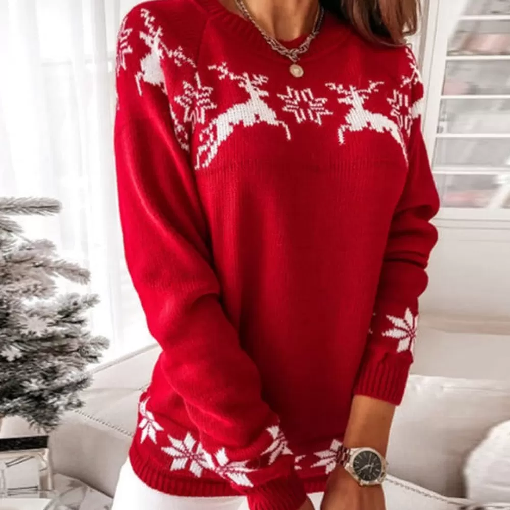 Clearance Pull De Noël Femme Rouge Et Blanc Décorations De Noël Scandinaves