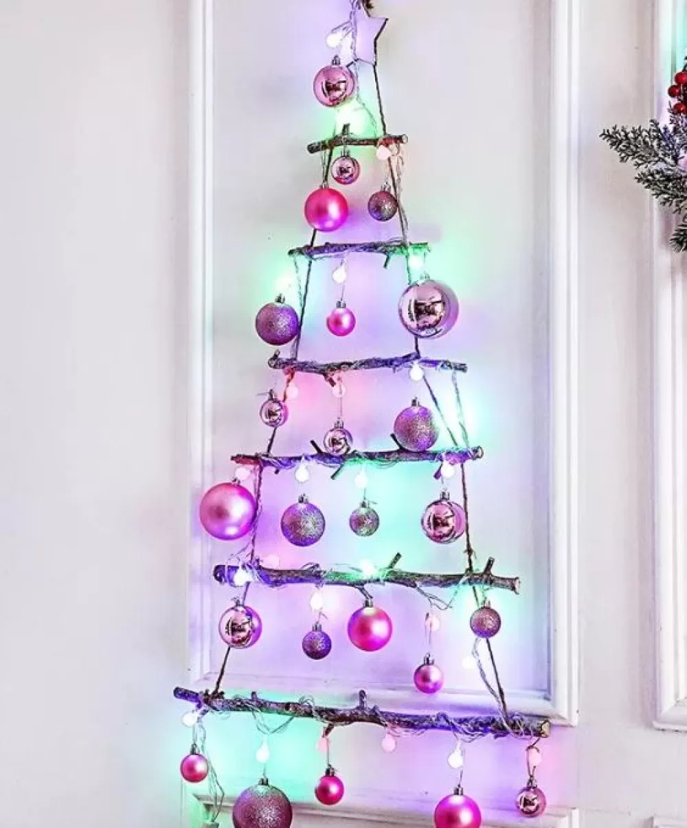 Fashion Sapin De Noël Mural Lumineux Rose Sapin De Noël Mural