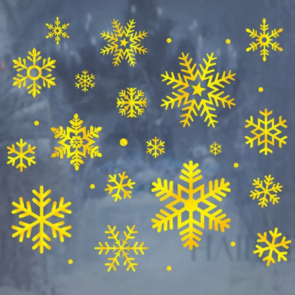 Store Stickers De Noël - Flocons Dorés Décorations De Noël Pas Cher | Gommettes Et Stickers De Noël