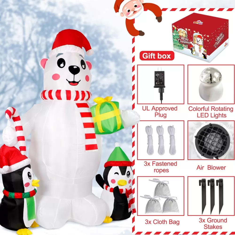 New Structure De Noël Gonflable : Ours Polaire Avec Pingouin Structures Gonflables De Noël