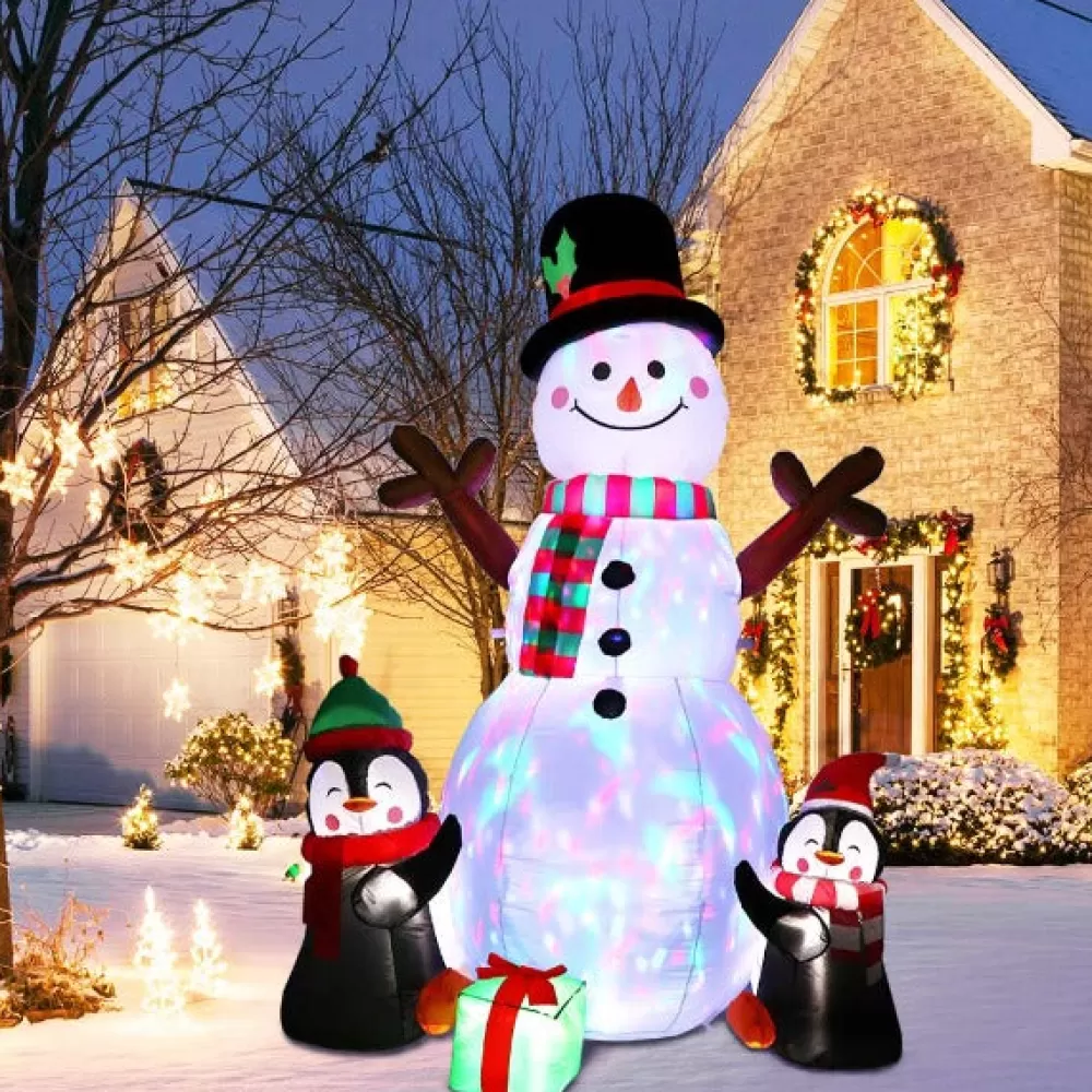 Sale Structure De Noël Gonflable - Bonhomme De Neige Et Pingouins Structures Gonflables De Noël