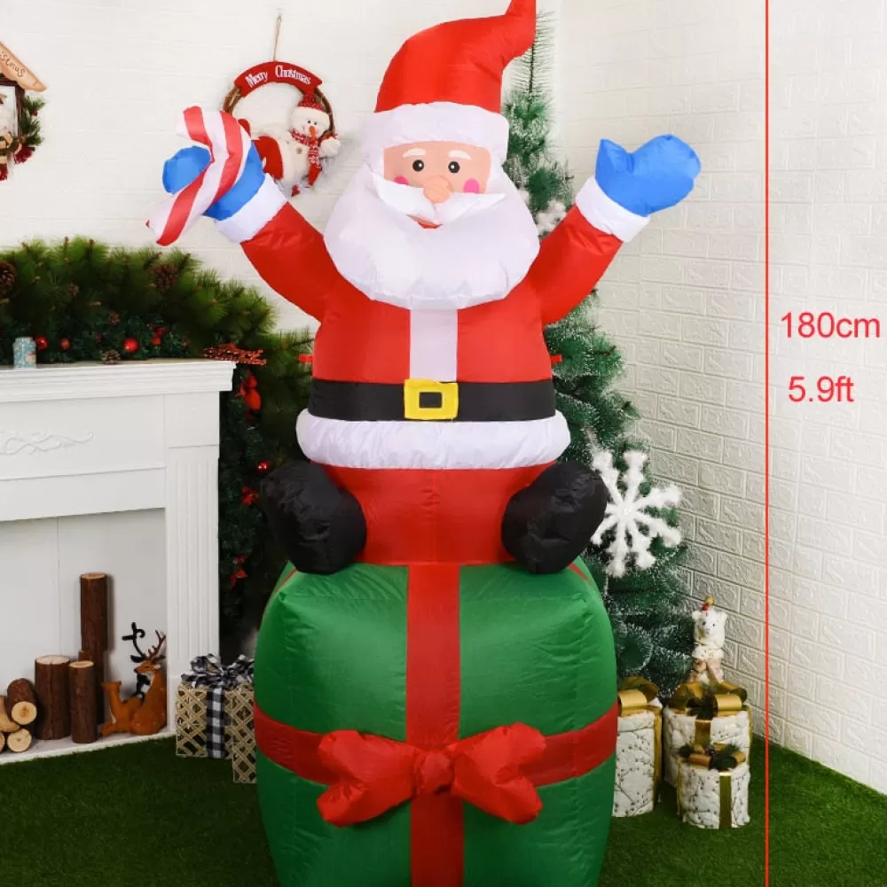Hot Structure De Noël Gonflable : Père Noël Assis Sur Un Cadeau Structures Gonflables De Noël