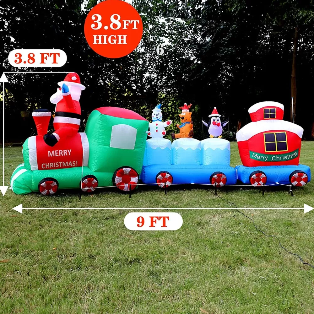 Flash Sale Structure De Noël Gonflable : Train Du Père Noël Avec Ses Amis Structures Gonflables De Noël
