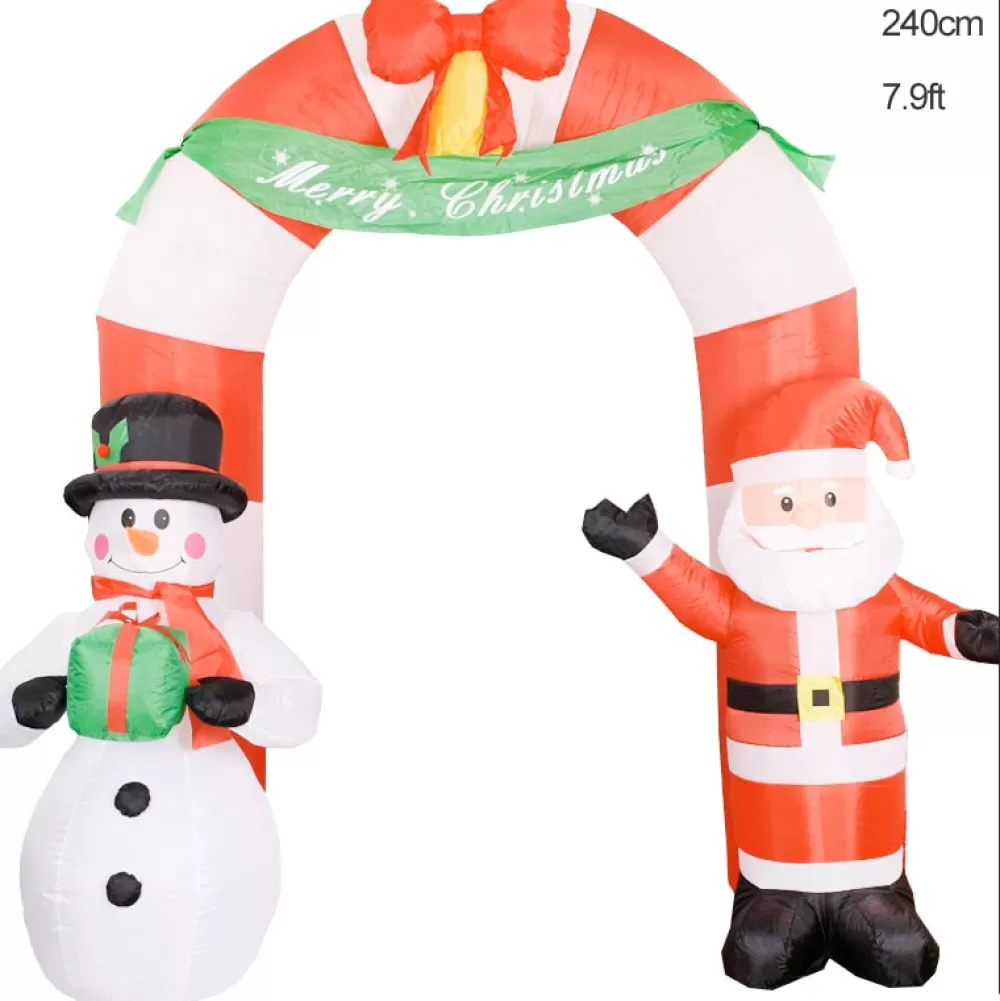 Clearance Structure Gonflable Pour Noël : Arc Avec Père Noël Et Bonhomme De Neige Structures Gonflables De Noël