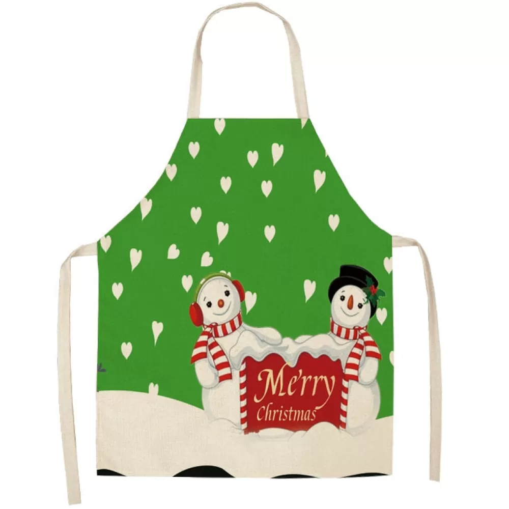 Clearance Tablier De Noël - Bonhomme De Neige Vert Tablier De Noël