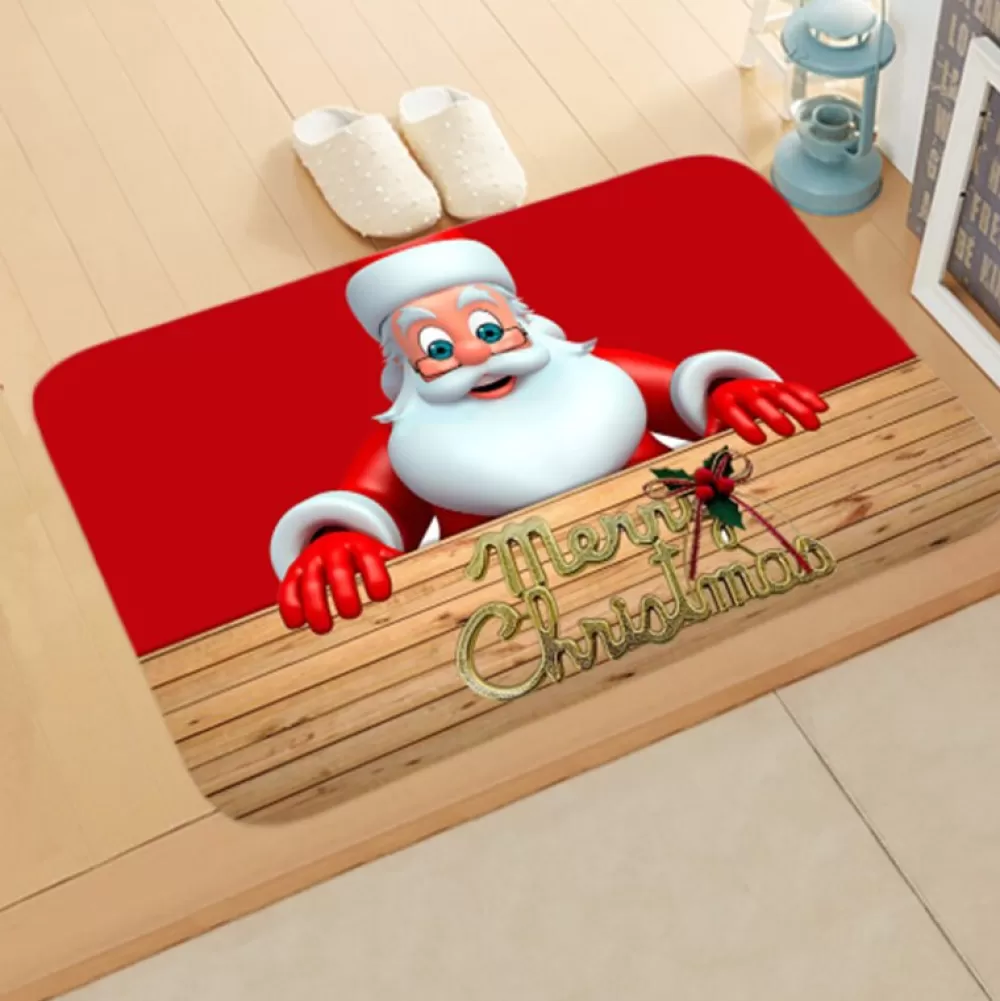Shop Tapis De Noël - Père Noël Avec Lunettes Tapis De Noël
