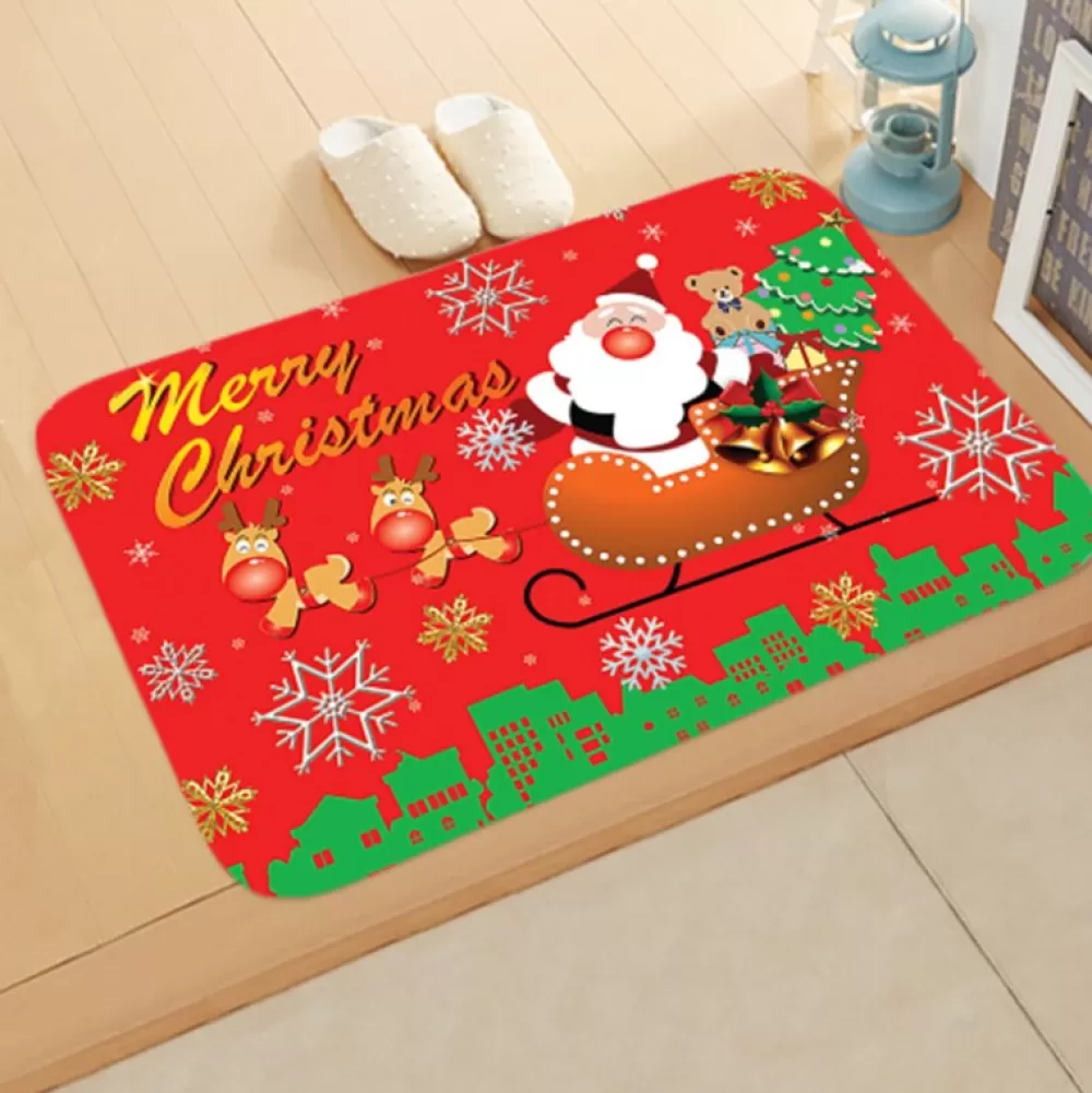 Online Tapis De Noël - Père Noël Dans Son Traineau Tapis De Noël