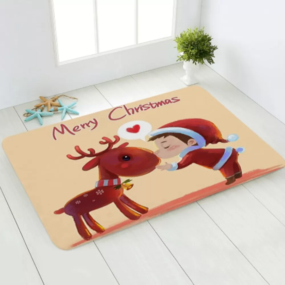 Hot Tapis De Noël - Renne Et Enfant Tapis De Noël