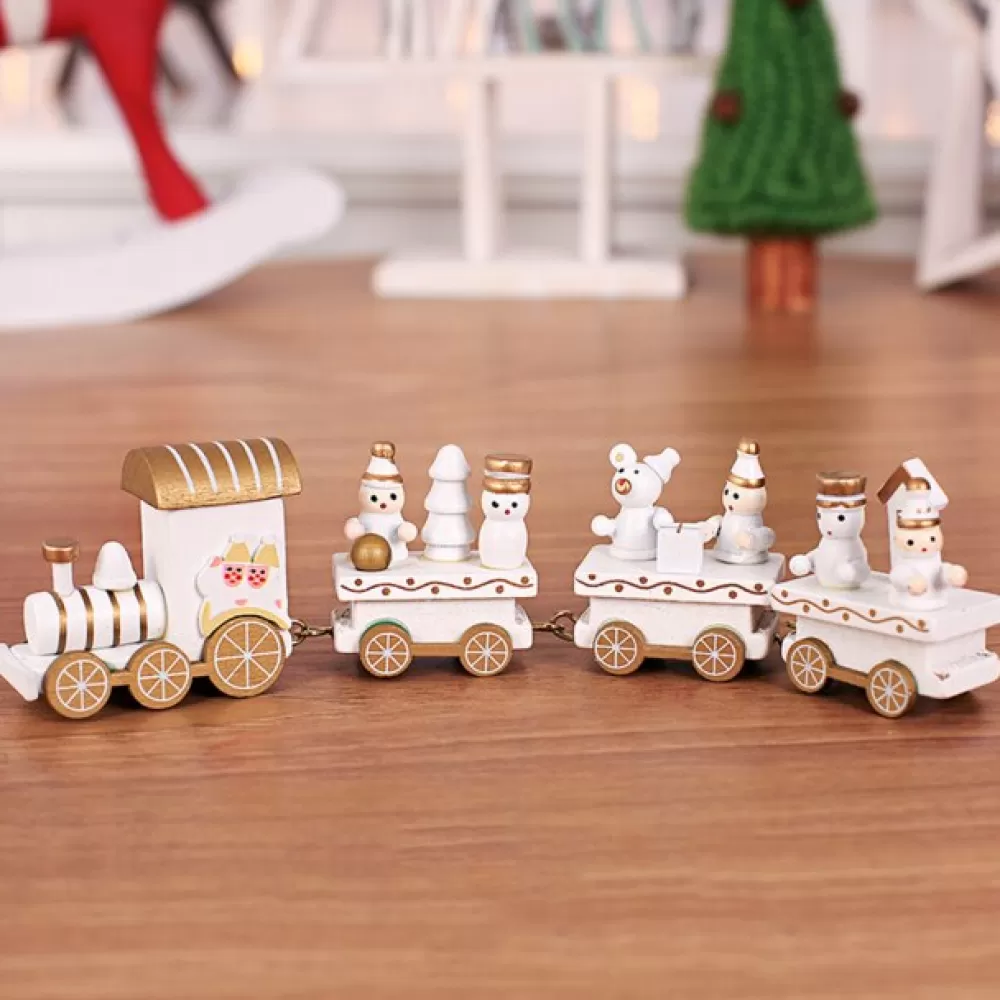 Discount Train De Noël Blanc En Bois Décorations De Noël Scandinaves | Trains De Noël