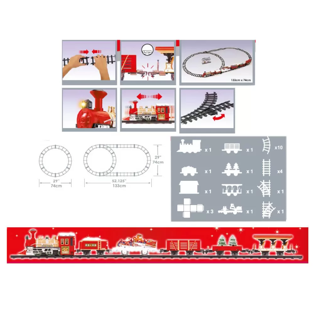 Clearance Train Rouge De Noël électrique Lumineux Et Musical Décorations De Noël Rouges | Trains De Noël